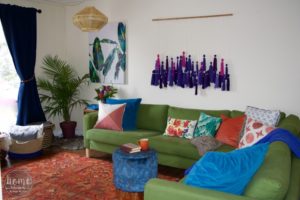 Colourful Boho Living Room - Tassel Wall Hanging - Swag Light