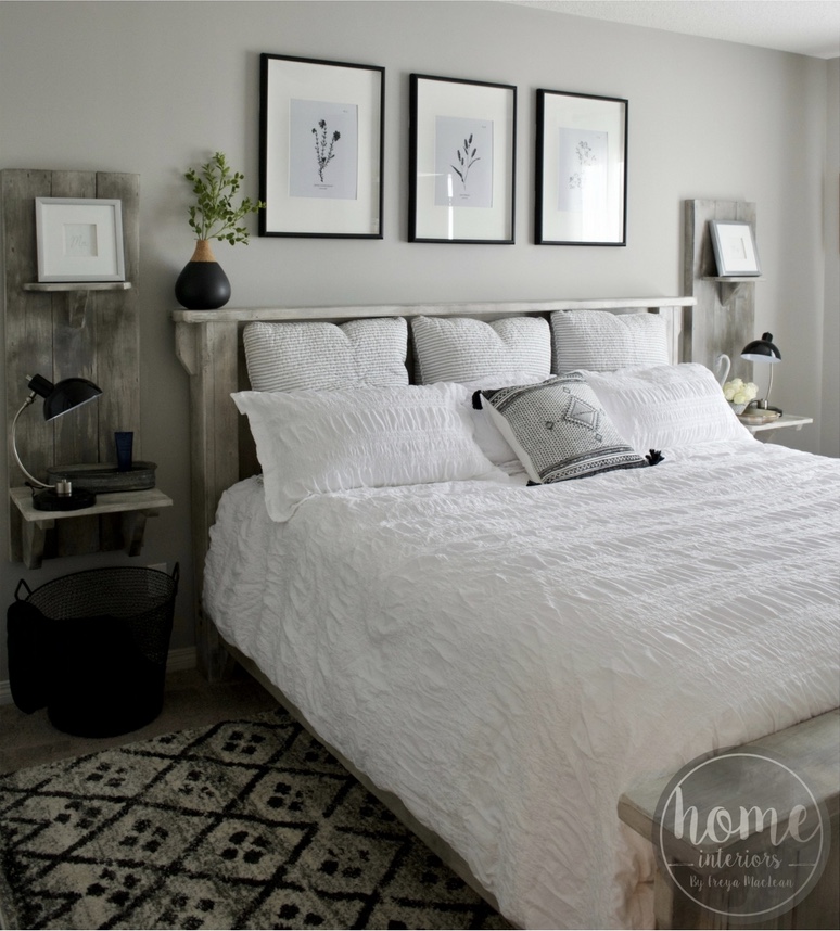 Black + White Farmhouse Master Bedroom 