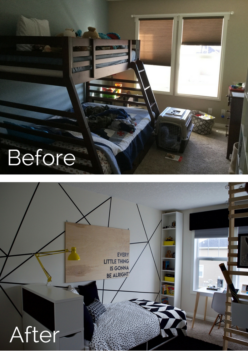 BEFORE + AFTER - Modern Black and White Kid's Room