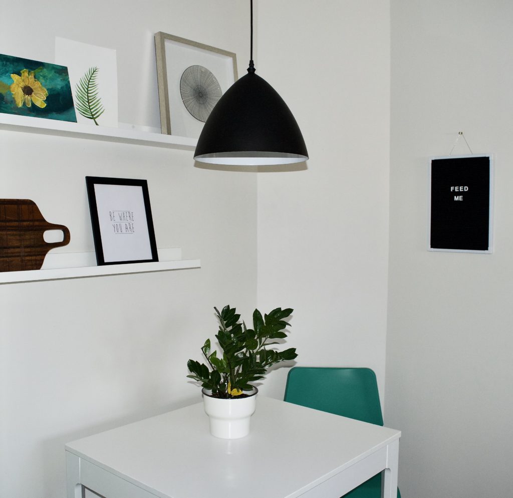 kitchen dining nook table and chairs small space white letter board modern ecclectic farmhouse ikea photo ledges shelf ideas design